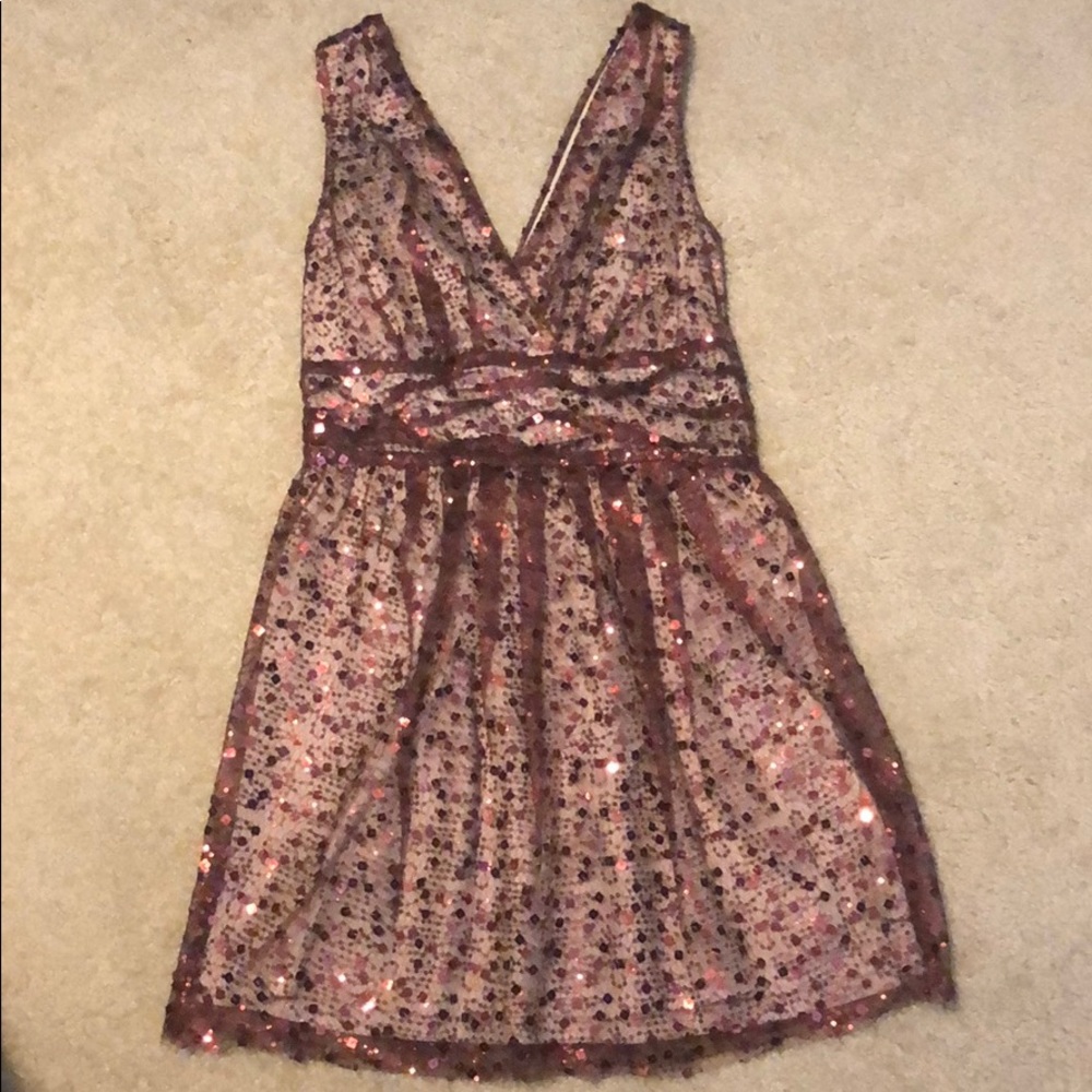 Copper Sequined Cocktail Dress